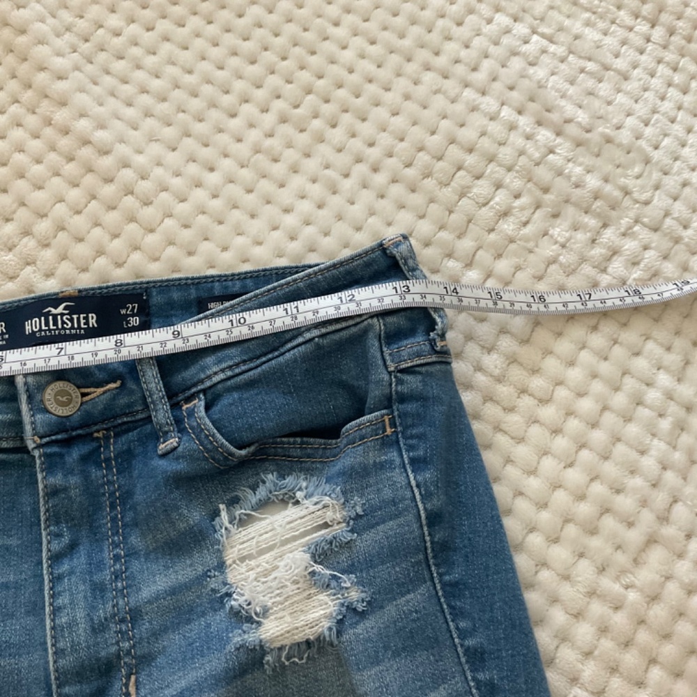Hollister High Rise Super Skinny Distressed Jeans - Dark Wash - Size 5/27 - Picture 8 of 10